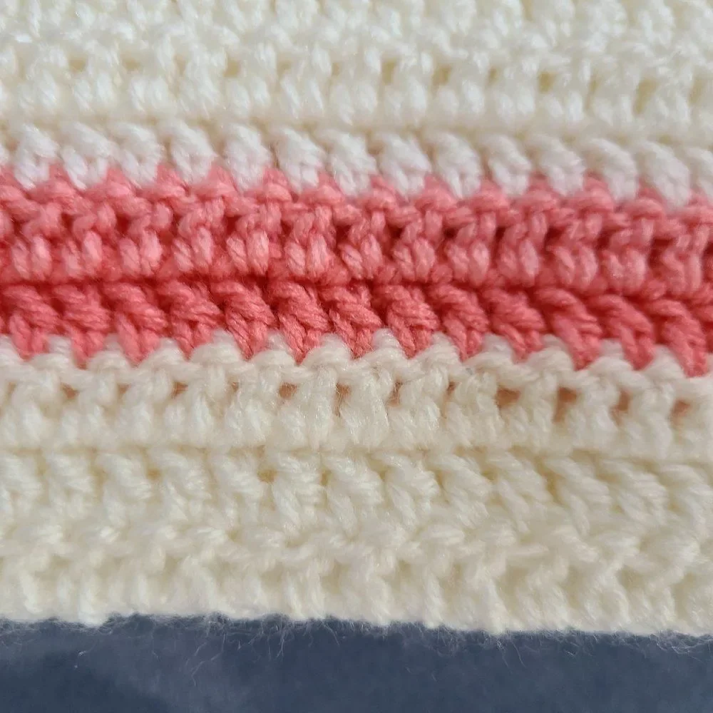 Vintage Handmade Knit Crochet Pretty Pink Afghan Throw Lap Blanket New Baby Gift
